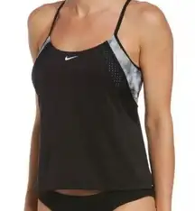 NIKE Tankini Size Small Earth Dye Swim Tie Dye Black Gray Layered Sports Bra NWT