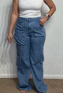 AFRM Blue Maxwell The High Rise Cargo Pants Sz 28