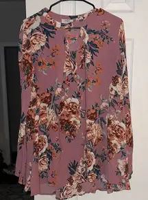 Umgee Floral Blouse - Mauve and Cream