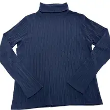 J.Crew‎ Sweater Womens Large Blue Turtleneck Ribbed Knit Pullover