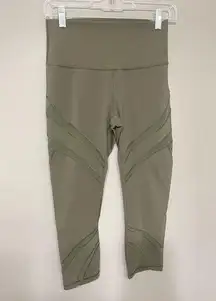 Lululemon  Wunder Under High Rise Crop 21” Leggings Mesh Wave Dark Olive‎ Green 6