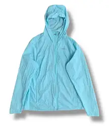 Marmot Women’s XL Lightweight Hooded Windbreaker Jacket Aqua Blue Hiking