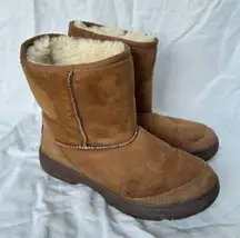 Ugg Australia Tan Brown Chestunt Genuine Leather Short Boots‎ Women's Size 5