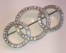 Vintage Silver Tone Crystal Rhinestone Brooch