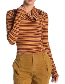 FREE PEOPLE Cape Cod Thermal Striped Ribbed Cowl Neck Size M