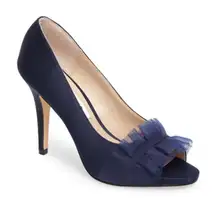 Nina raizel Navy Blue Sheer Ruffled pumps Size 6M.  B78