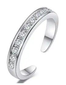 NEW White Gold Filled Adjustable Pinky Toe Midi Simulated Diamond‎ Channel Band