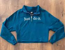 Nike Funnel Sportswear Sweatshirt Womens XS Crop Long Sleeve Half Zip BV4990-347