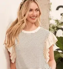 ✨NWT Lime 'N' Chili Striped‎ Contrast Ruffle Detail Sleeveless Top