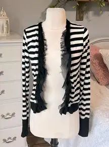 Cardigan Lightweight Black Cream Striped