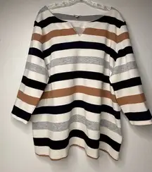 Talbots Top Women's Size 2X Stripes Knit Career Casual Fall Plus Size Boho Tunic