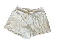 HALARA Womens Shorts White Crossover Pull On High Waisted Pockets L