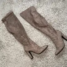 Taupe over the knee with pull on boot