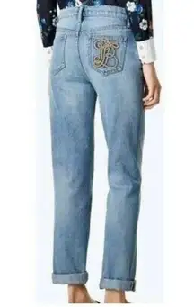 TORY BURCH Button Fly Women's Size 23 Straight Leg Jeans NEW Betsy Dusk Blue