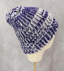Purple Cable Knit Y2K Vintage Hippy Unisex Cottage Boho Bucket Beanie Cap Hat