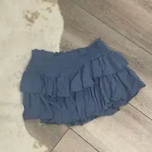 Mustard seed blue ruffle tiered mini skort