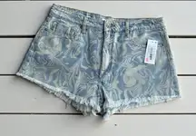 VIGOSS Women's Denim High Rise Swirl Jean Shorts Size 32 NEW