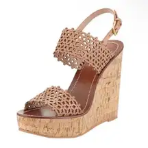 Tory Burch Daisy Floral Perforated Leather Wedge Sandal