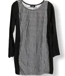 Fab Alley Houndstooth Body Con Long Sleeve Dress