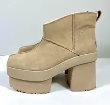 UGG Mini New Heights Chunky Platform Boots Mustard Seed Size 10 NEW
