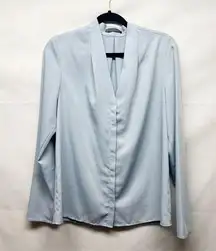 Suzy Shier Button Front Women's Blue Top Size Medium Office Career Wear