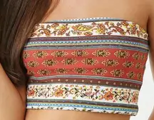 Forever 21  Bohemian Paisley Floral Pattern Tube Top Size Large