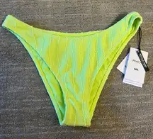 RVCA Bright Green Chevy Grooves High Leg Bikini Bottoms Medium NWT