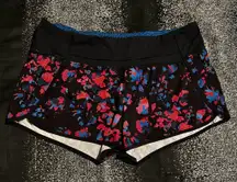 Womens sz10 Lululemon Run Times Shorts-Dandy Digie Multi/Black