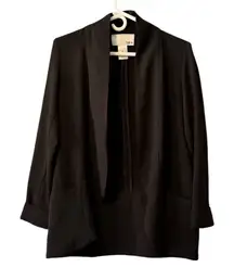 Bar‎ III Womens Open-Front Blazer Jacket in Black Size Small Collarless Career