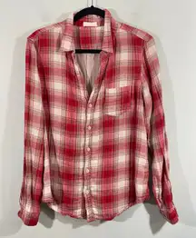 CP Shades Red Plaid Long Sleeve Cotton Button Up Pocket Flannel Shirt Size M