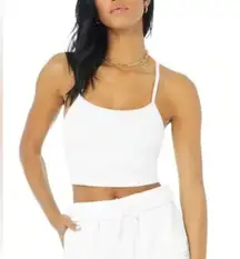 ALO YOGA ALOSOFT RIBBED CROP CALM TANK WHITE Sz S