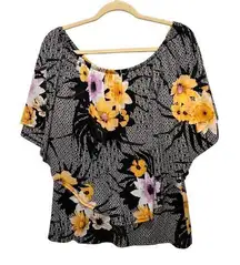 Thalia Sodi Womens Tops Size L Floral Ruffle‎ Layered Off The Shoulder