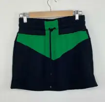 Koral Serein‎ Matte Black Green Drawstring Mini Skirt Women's Size Small S