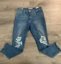 Levi’s 721 High Rise Skinny Jeans Size 31 Light Wash Distressed Crop