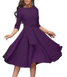 NEW Audrey Hepburn Style Ruffle Sleeve Swing A-line Dress XL