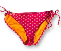 Joe Boxer Side Tie Bikini Bottoms, Large(Jr), Pink & Orange Polka Dots & Stripes