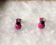 Pink Ladybug Earrings