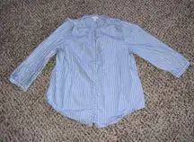 LC Lauren Conrad women's Blue/white stripped quarter‎ sleeve blouse size medium