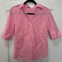 Lilly Pulitzer Pink Floral Button Down Shirt Size 10
