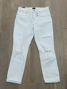 J. Crew Petite slim boyfriend Distressed White jean Women’s Size‎ 27 MSRP $168