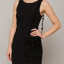 Todd Anthony Black Beaded Sequin Evening Bag Vintage Flapper Purse