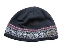 Kootenay Knitting Co Canada Ski Snow Hat Beanie Black Wool Fleece Nordic Medium