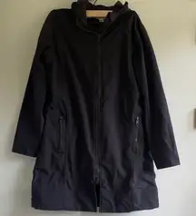 Elegant Black Hooded Trench Coat