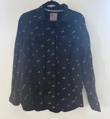 5.11 Tactical Women's Large Lipstick‎ Print LS Shirt Femme Fatale Black Workwear