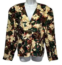 evan picone brown floral blazer