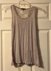 Bluheaven Tan Lace Ruffle Tank Top Medium