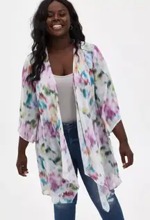Torrid Pink Ikat Chiffon Hi-Lo Kimono