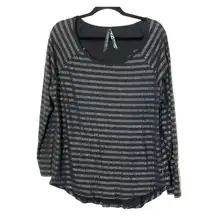 Seven7 Black Stud Striped Shirt 1X