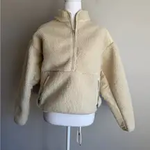 NWT Madewell Cream Sherpa Cropped Quarter Zip Jacket Womens S Winter Cozy