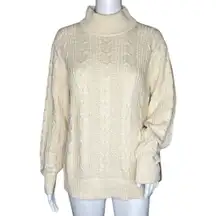 Banana Republic Sweater Womens Medium Beige Cable Knit Fisherman Neutral Minimal